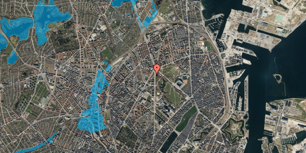 Oversvømmelsesrisiko fra vandløb på Nørre Allé 75, st. 116, 2100 København Ø