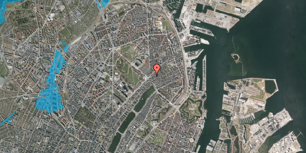 Oversvømmelsesrisiko fra vandløb på Odensegade 4, 2. th, 2100 København Ø