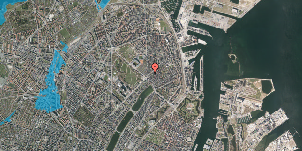 Oversvømmelsesrisiko fra vandløb på Odensegade 5, kl. tv, 2100 København Ø
