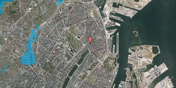 Oversvømmelsesrisiko fra vandløb på Odensegade 5, 2. tv, 2100 København Ø