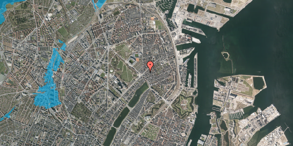 Oversvømmelsesrisiko fra vandløb på Odensegade 5, 3. th, 2100 København Ø