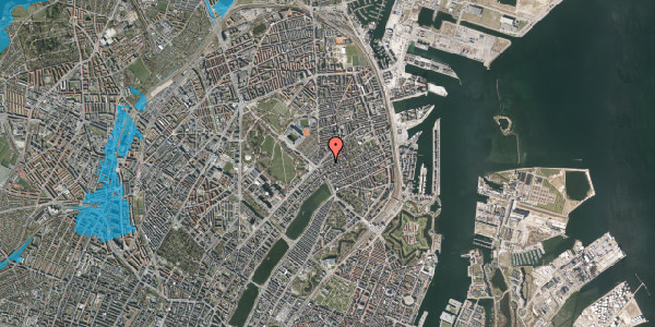 Oversvømmelsesrisiko fra vandløb på Odensegade 6, 1. tv, 2100 København Ø