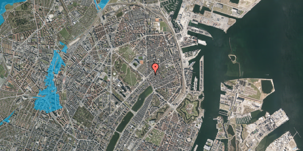 Oversvømmelsesrisiko fra vandløb på Odensegade 7, 4. th, 2100 København Ø