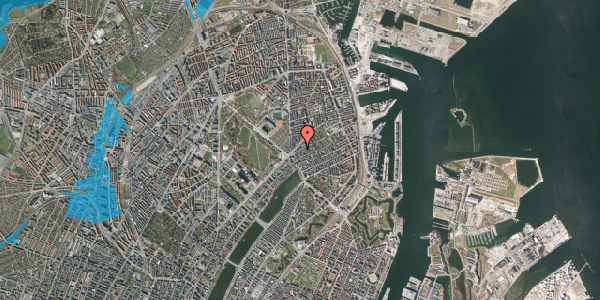 Oversvømmelsesrisiko fra vandløb på Odensegade 9, 4. th, 2100 København Ø