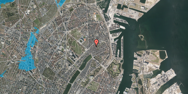 Oversvømmelsesrisiko fra vandløb på Odensegade 20, kl. th, 2100 København Ø