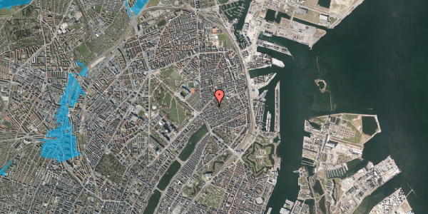 Oversvømmelsesrisiko fra vandløb på Odensegade 22, 1. tv, 2100 København Ø