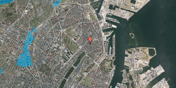 Oversvømmelsesrisiko fra vandløb på Odensegade 23, 1. tv, 2100 København Ø