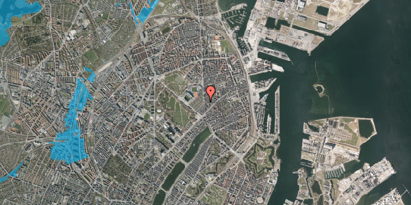 Oversvømmelsesrisiko fra vandløb på J.E. Ohlsens Gade 1, 3. th, 2100 København Ø