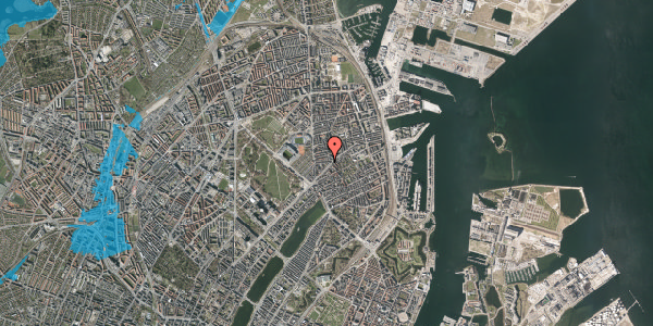 Oversvømmelsesrisiko fra vandløb på J.E. Ohlsens Gade 14, 1. th, 2100 København Ø