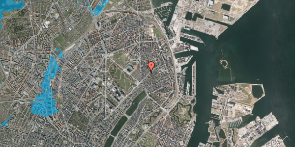 Oversvømmelsesrisiko fra vandløb på J.E. Ohlsens Gade 18, 2. , 2100 København Ø