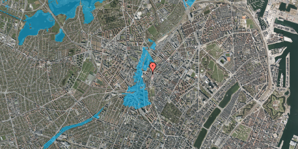 Oversvømmelsesrisiko fra vandløb på Ole Jørgensens Gade 6, 1. th, 2200 København N