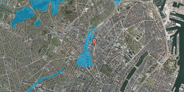 Oversvømmelsesrisiko fra vandløb på Ole Jørgensens Gade 7, 2. tv, 2200 København N
