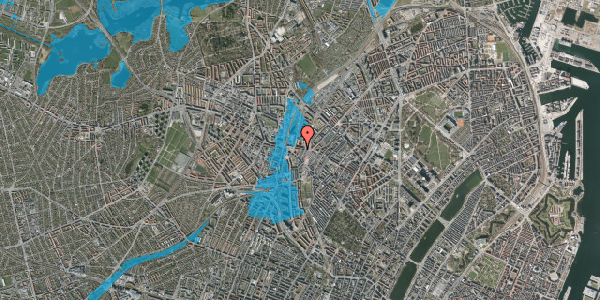 Oversvømmelsesrisiko fra vandløb på Ole Jørgensens Gade 13, kl. , 2200 København N