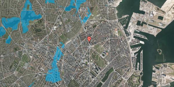 Oversvømmelsesrisiko fra vandløb på Oliemøllegade 10, 1. 4, 2100 København Ø