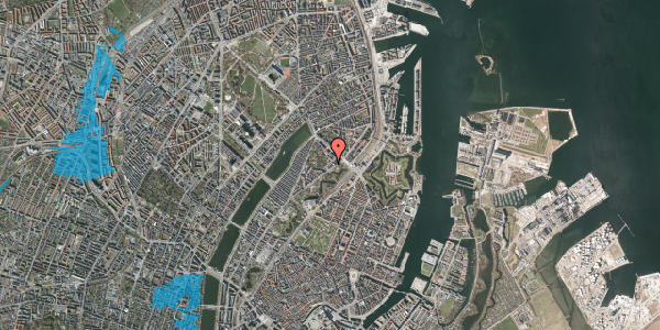 Oversvømmelsesrisiko fra vandløb på Olof Palmes Gade 9, 3. th, 2100 København Ø