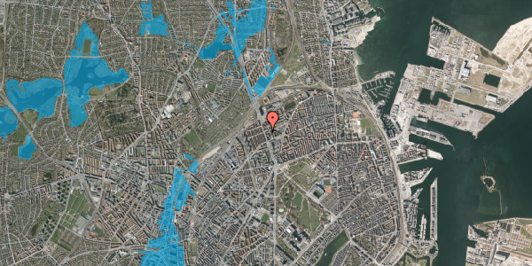 Oversvømmelsesrisiko fra vandløb på Omøgade 2, kl. , 2100 København Ø