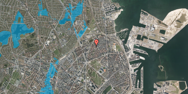 Oversvømmelsesrisiko fra vandløb på Otto Mallings Gade 1, 2. tv, 2100 København Ø