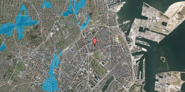 Oversvømmelsesrisiko fra vandløb på Ourøgade 27, st. tv, 2100 København Ø