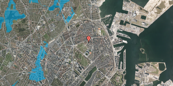 Oversvømmelsesrisiko fra vandløb på Ove Rodes Plads 1, 3. th, 2100 København Ø