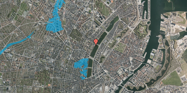 Oversvømmelsesrisiko fra vandløb på Peblinge Dossering 16, st. tv, 2200 København N
