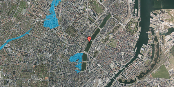 Oversvømmelsesrisiko fra vandløb på Peblinge Dossering 24, st. tv, 2200 København N