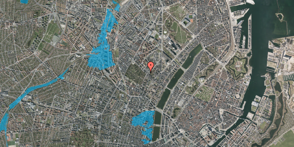 Oversvømmelsesrisiko fra vandløb på Peter Fabers Gade 1, kl. th, 2200 København N
