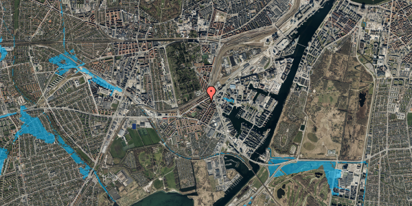 Oversvømmelsesrisiko fra vandløb på Peter Sabroes Gade 5, 2. tv, 2450 København SV