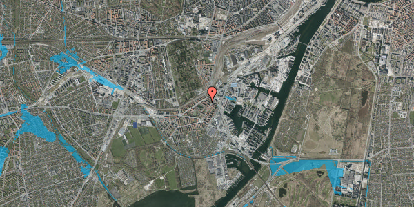 Oversvømmelsesrisiko fra vandløb på Peter Sabroes Gade 12, st. th, 2450 København SV