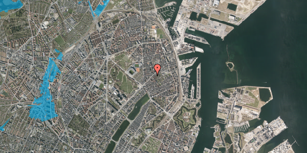 Oversvømmelsesrisiko fra vandløb på Petersborgvej 1, kl. , 2100 København Ø