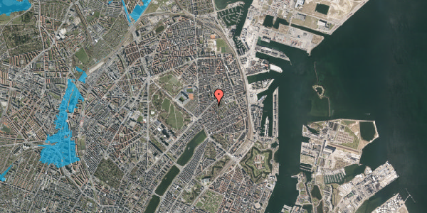 Oversvømmelsesrisiko fra vandløb på Petersborgvej 3, 1. th, 2100 København Ø