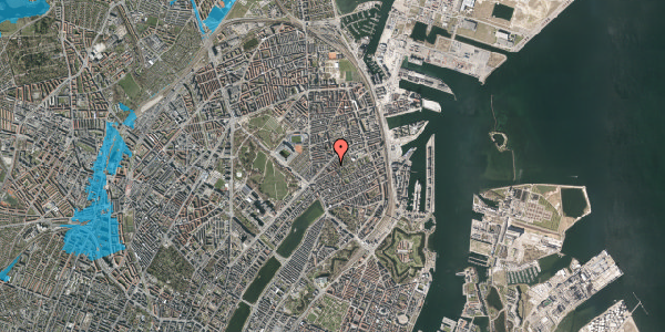 Oversvømmelsesrisiko fra vandløb på Petersborgvej 4, st. tv, 2100 København Ø
