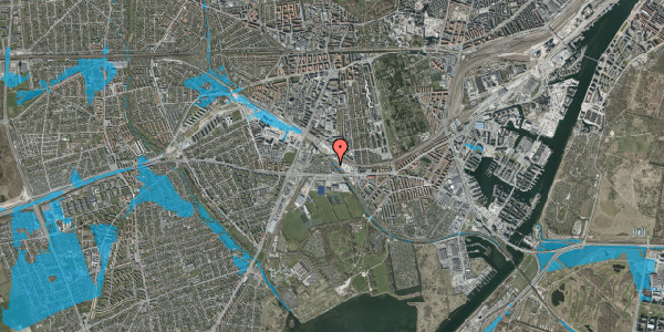 Oversvømmelsesrisiko fra vandløb på Pilestykket 16, 2450 København SV