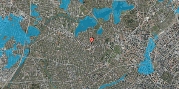 Oversvømmelsesrisiko fra vandløb på Præstegårds Allé 13, 2700 Brønshøj