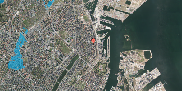 Oversvømmelsesrisiko fra vandløb på Præstøgade 7, 4. th, 2100 København Ø