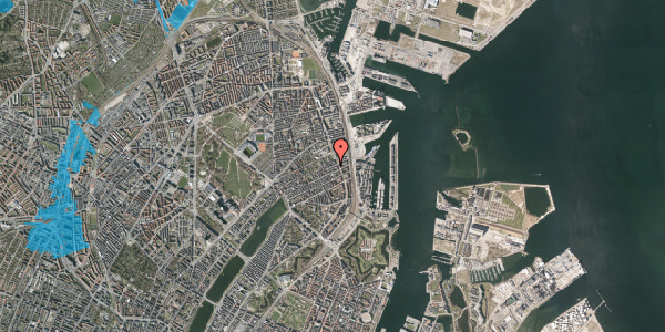 Oversvømmelsesrisiko fra vandløb på Præstøgade 11, 1. th, 2100 København Ø