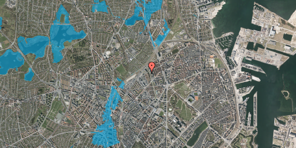Oversvømmelsesrisiko fra vandløb på Ragnhildgade 76, 1. th, 2100 København Ø