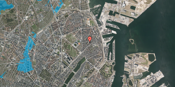 Oversvømmelsesrisiko fra vandløb på Randersgade 9, 3. tv, 2100 København Ø