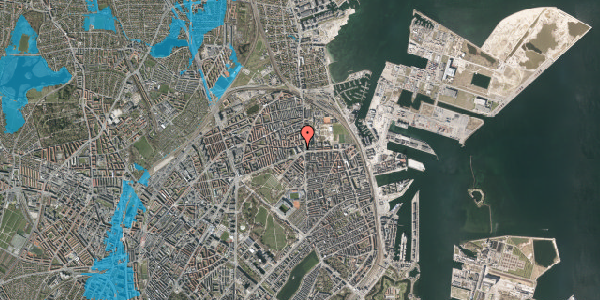 Oversvømmelsesrisiko fra vandløb på Reersøgade 4, 1. th, 2100 København Ø