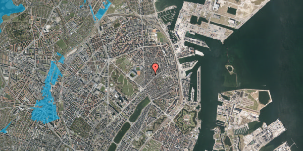 Oversvømmelsesrisiko fra vandløb på Ribegade 6, 1. th, 2100 København Ø