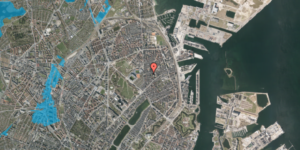 Oversvømmelsesrisiko fra vandløb på Ribegade 12, kl. th, 2100 København Ø