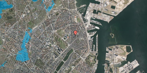 Oversvømmelsesrisiko fra vandløb på Ribegade 14, 2. th, 2100 København Ø