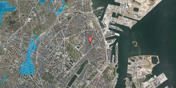 Oversvømmelsesrisiko fra vandløb på Ribegade 17, st. th, 2100 København Ø