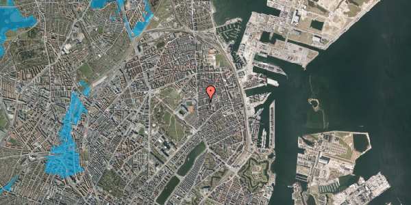 Oversvømmelsesrisiko fra vandløb på Ribegade 20, st. tv, 2100 København Ø