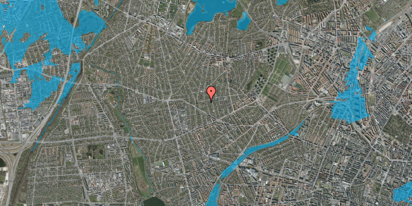 Oversvømmelsesrisiko fra vandløb på Risbyholmvej 23, 2700 Brønshøj