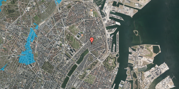 Oversvømmelsesrisiko fra vandløb på Rosenvængets Allé 11, 2. th, 2100 København Ø