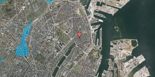 Oversvømmelsesrisiko fra vandløb på Rosenvængets Allé 19, 1. th, 2100 København Ø