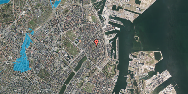 Oversvømmelsesrisiko fra vandløb på Rosenvængets Allé 41A, 2100 København Ø
