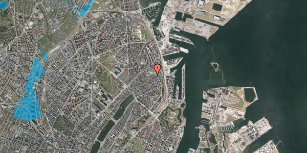 Oversvømmelsesrisiko fra vandløb på Rosenvængets Hovedvej 48, kl. 9, 2100 København Ø