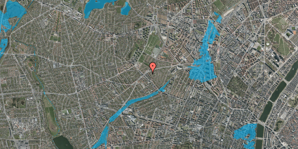 Oversvømmelsesrisiko fra vandløb på Rønnebærvej 38, st. tv, 2400 København NV