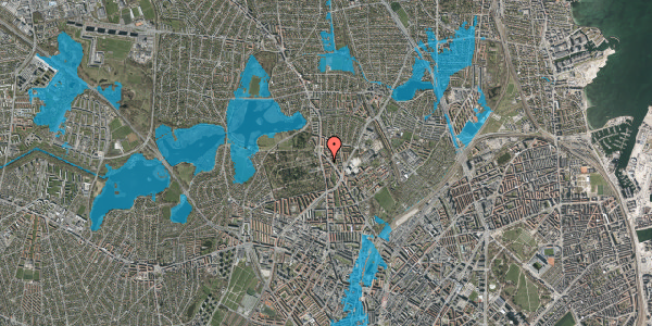 Oversvømmelsesrisiko fra vandløb på Rønningsvej 8, 1. th, 2400 København NV